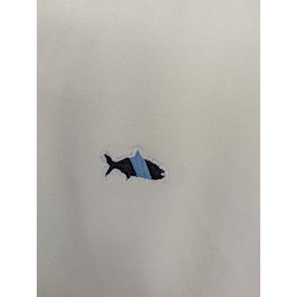 Fish Hippie Polo Shirt Men's Small White Short Sleeve Cotton Casual Logo Golf - Picture 2 of 9
